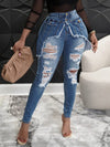 Ripped Fringe Jeans--Clearance